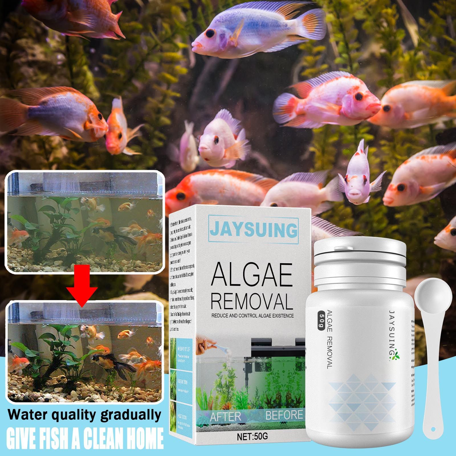 Aquarium Moss - Bubuk Penghilang Alga untuk Akuarium, Bahan